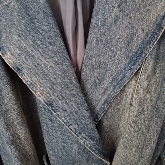 AFRM LONG  DENIM TRENCH COAT 205.00 RETAIL NWT - Picture 3 of 9